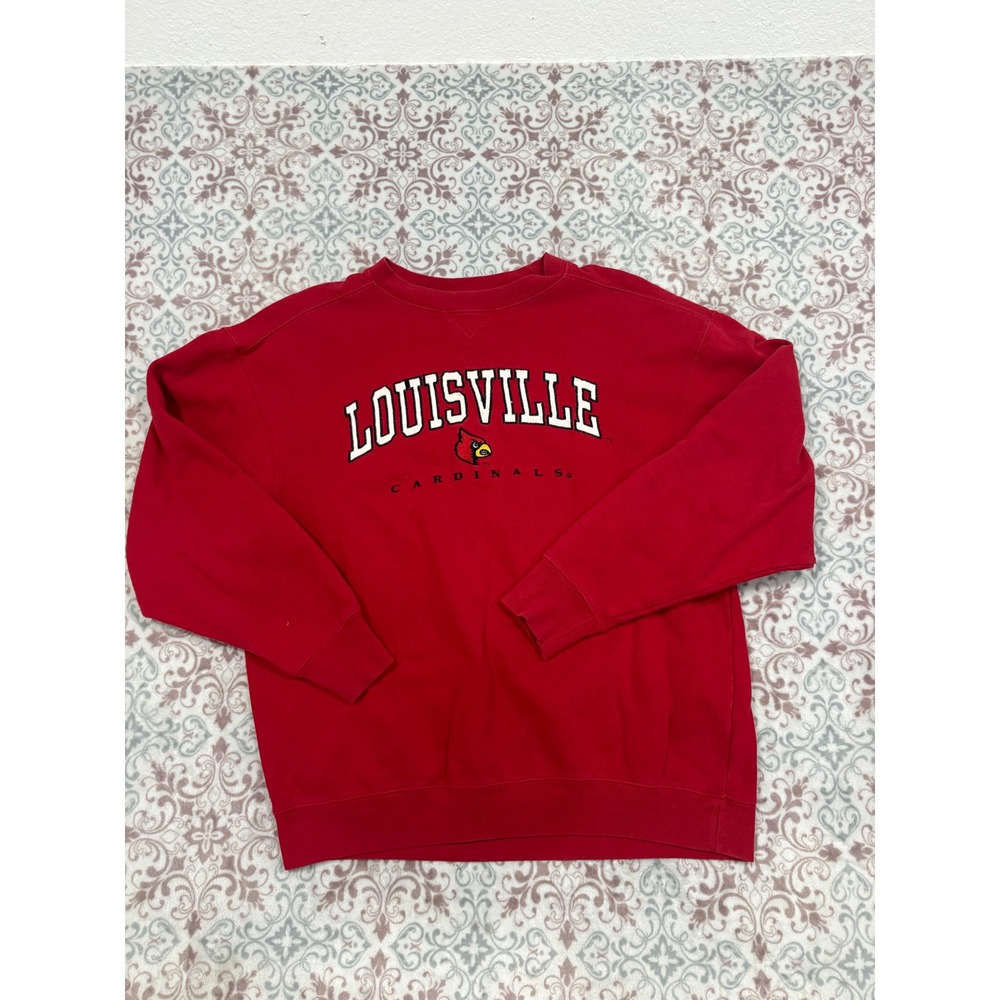 Colosseum Louisville Cardinals Sweatshirt Mens Large Red Crewneck Embroidered